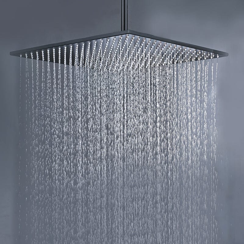 Sistem de dus Waterfall, incastrat in tavan, para patrata 40 cm, 3 functii de curgere, negru mat, cod 1404