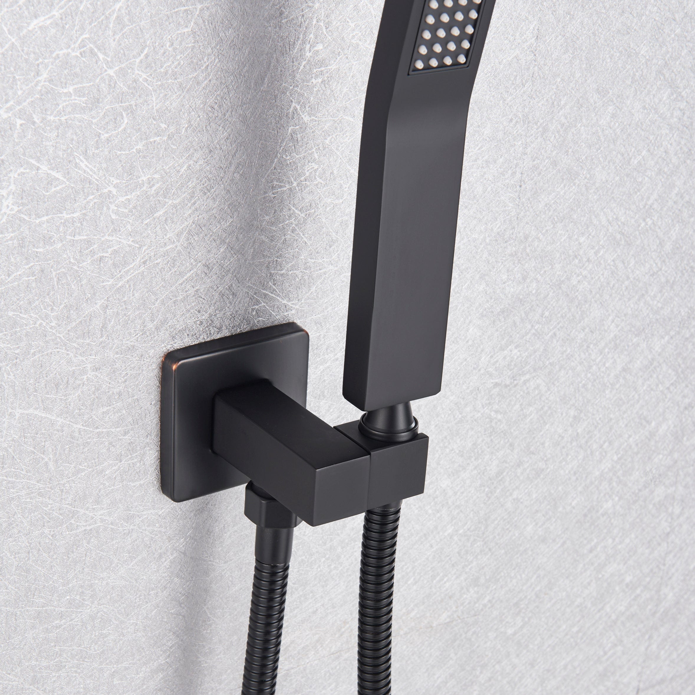 Sistem dus incastrat in tavan cu termostat, para patrata 50 cm, negru mat, 3 functii de curgere a apei si hidromasaj, + SIFON, cod 1310