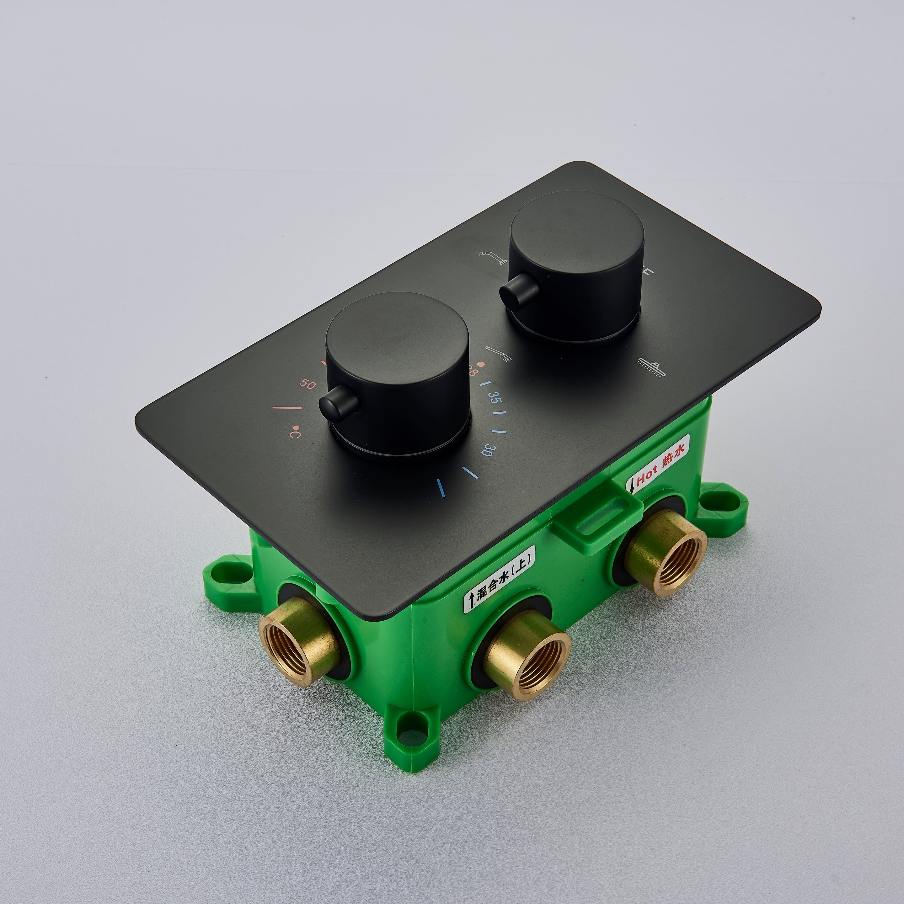 Sistem dus incastrat in tavan cu termostat, para patrata 50 cm, negru mat, 3 functii de curgere a apei si hidromasaj, + SIFON, cod 1310