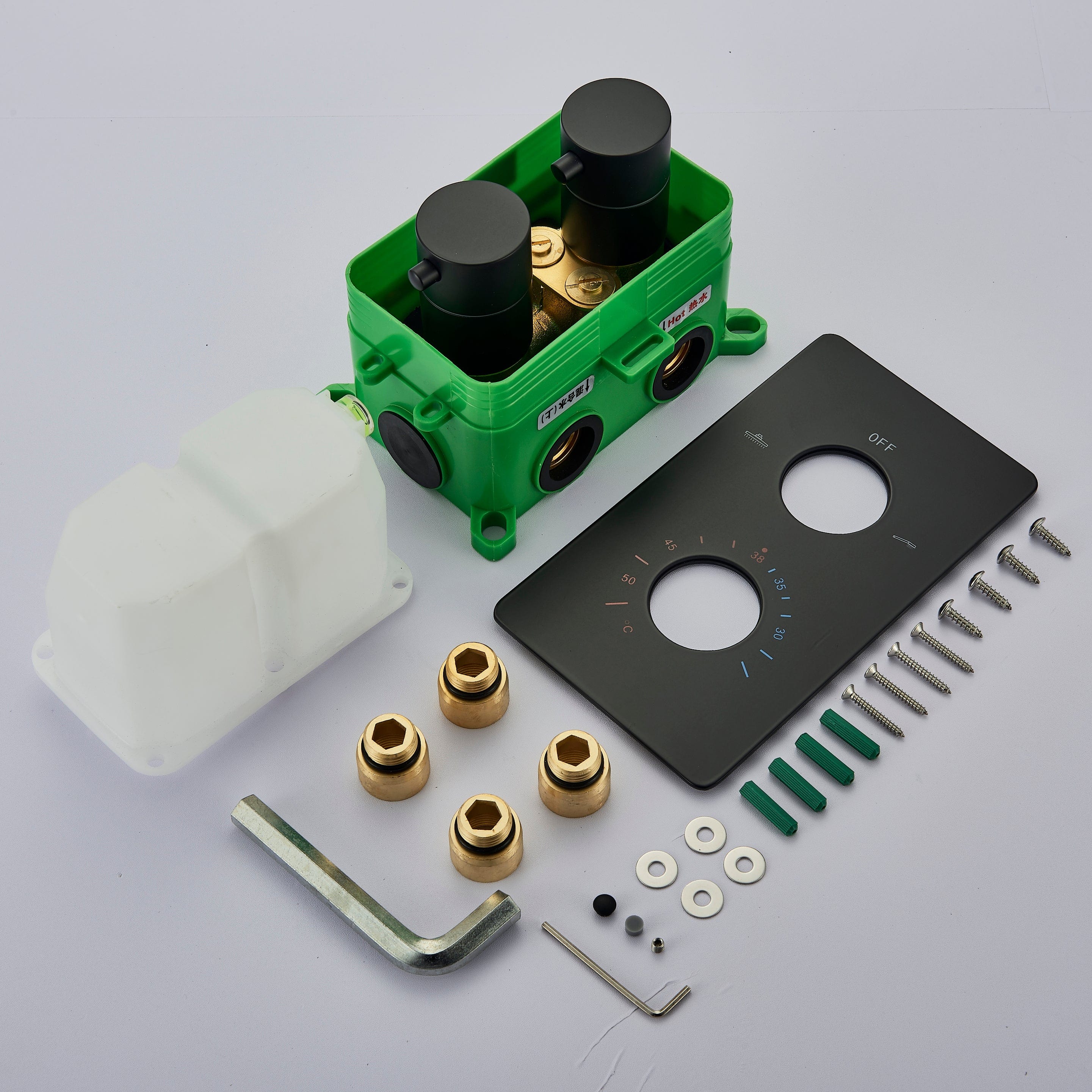 Sistem dus incastrat in tavan cu termostat, para patrata 50 cm, negru mat, 3 functii de curgere a apei si hidromasaj, + SIFON, cod 1310