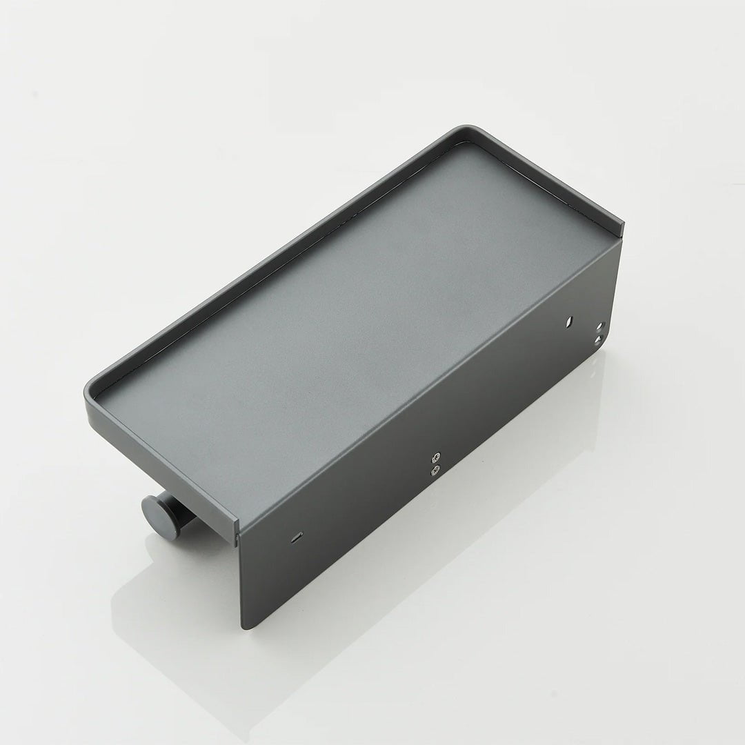 Suport dublu pentru hartie igienica cu raft, gri mat, cod 1696