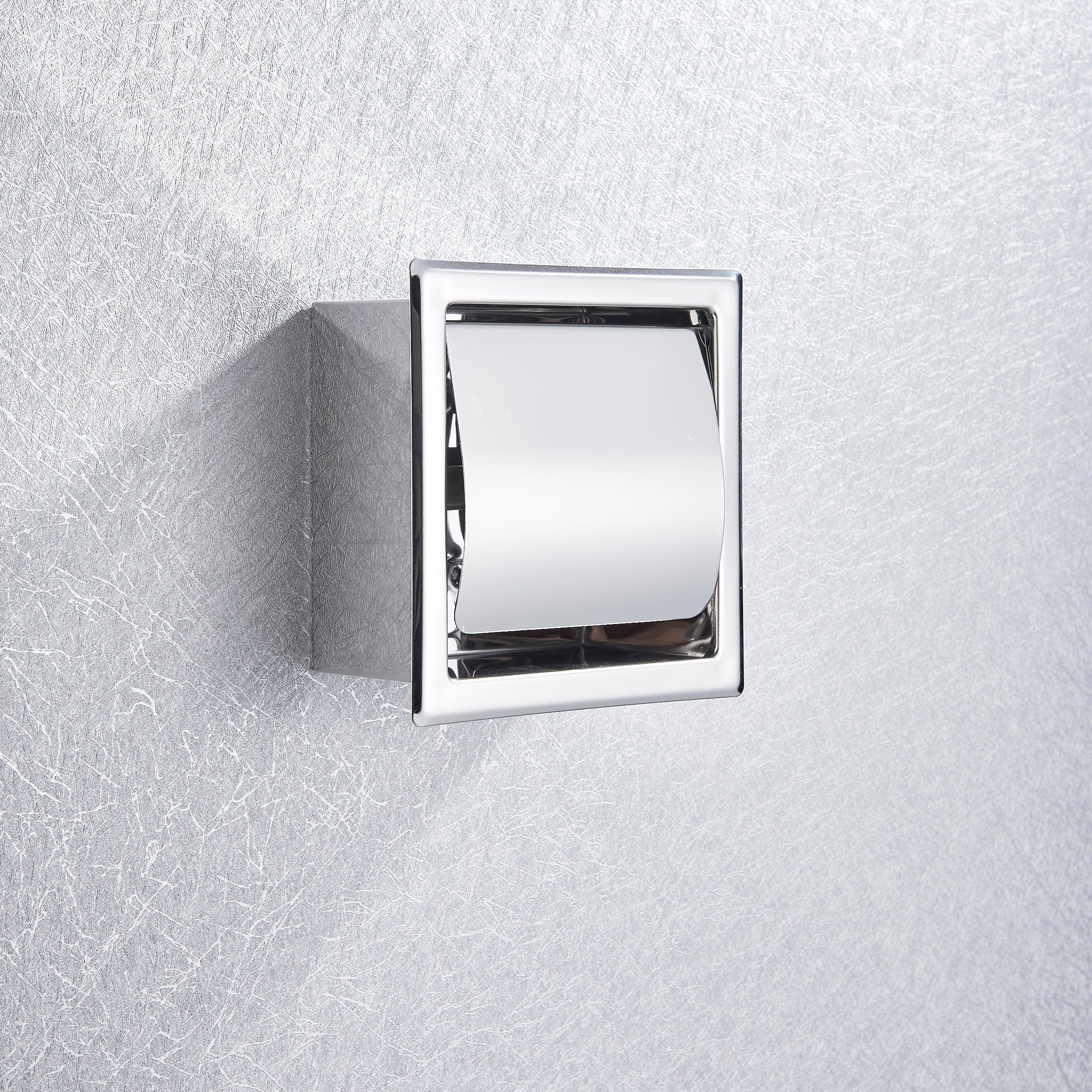 Suport hartie igienica incastrat cu capac de protectie, argintiu cromat, cod 1285