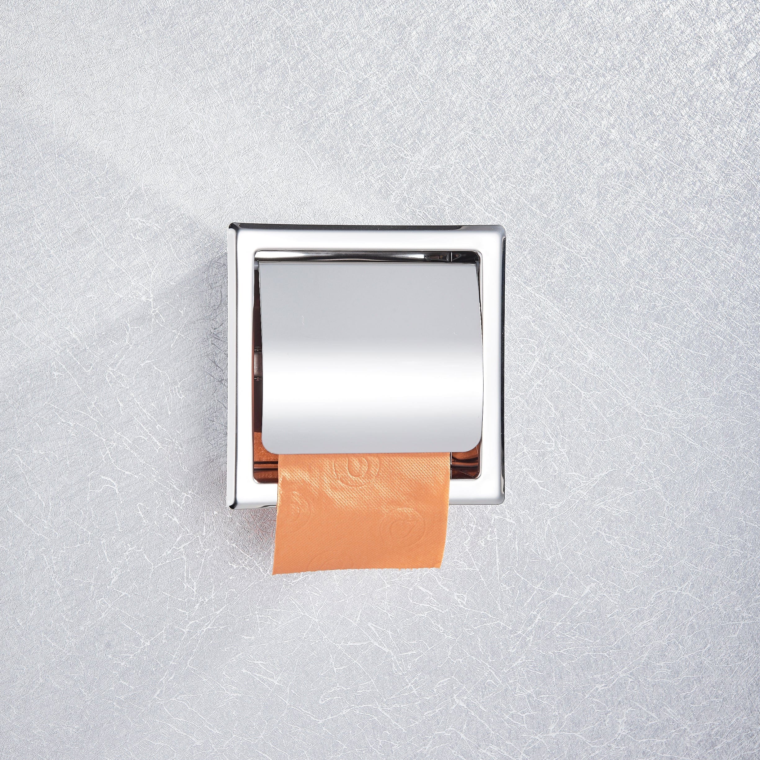 Suport hartie igienica incastrat cu capac de protectie, argintiu cromat, cod 1285