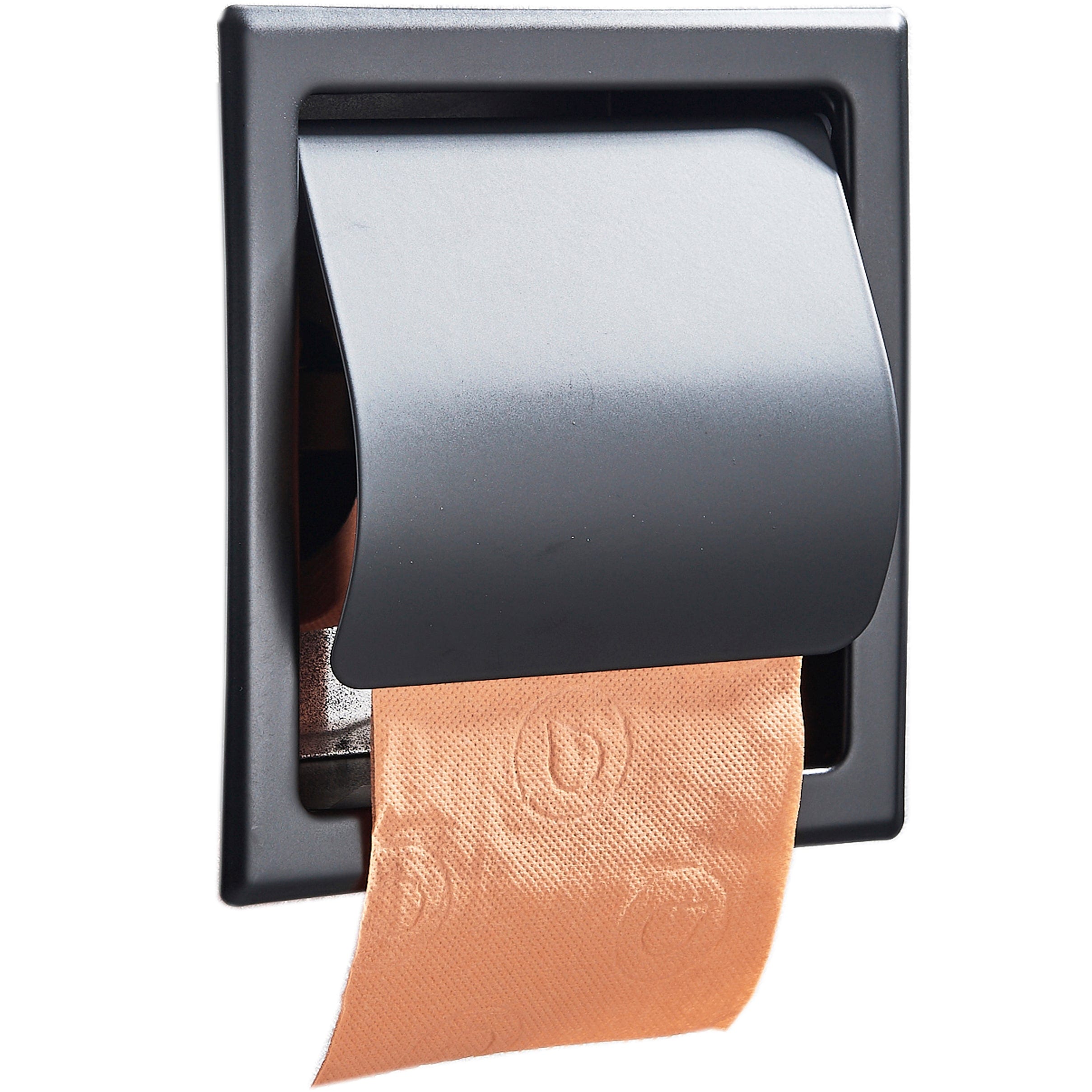 Suport hartie igienica incastrat, cu capac de protectie, negru mat, 1286