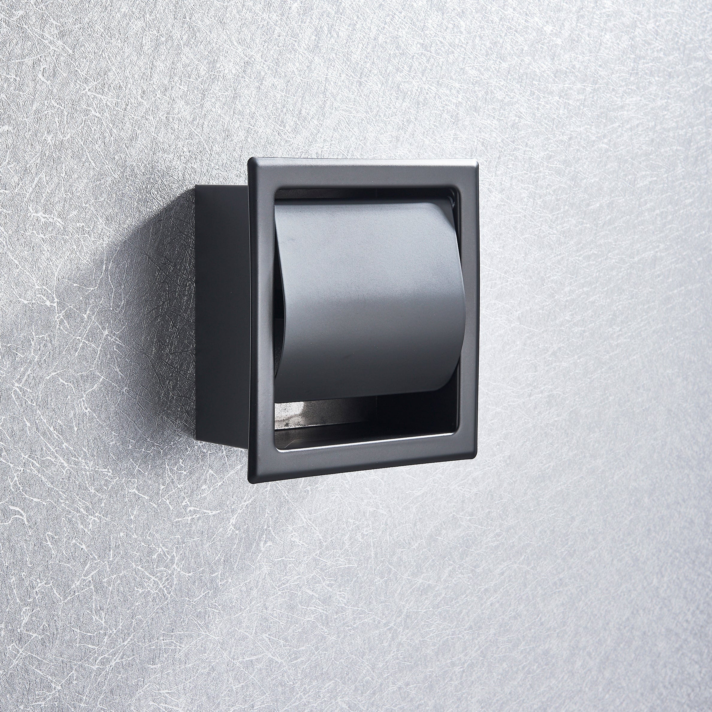 Suport hartie igienica incastrat, cu capac de protectie, negru mat, 1286