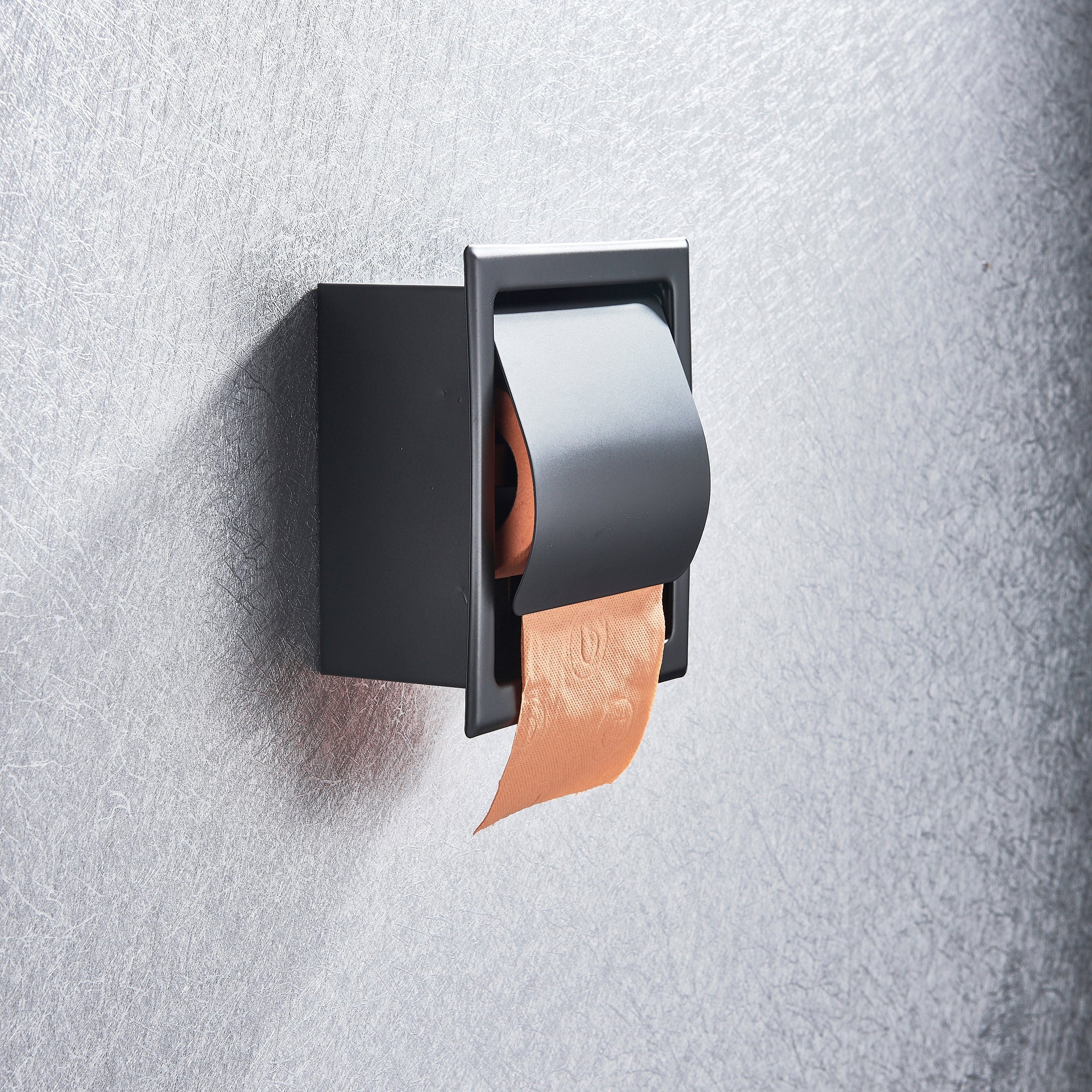 Suport hartie igienica incastrat, cu capac de protectie, negru mat, 1286