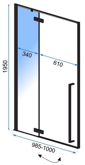 Ușă pentru duș Rea Fargo, negru, 100 cm