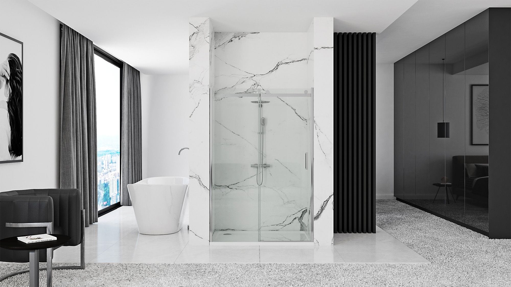 Ușă pentru duș Rea Nixon-2, crom, 130 cm dreapta