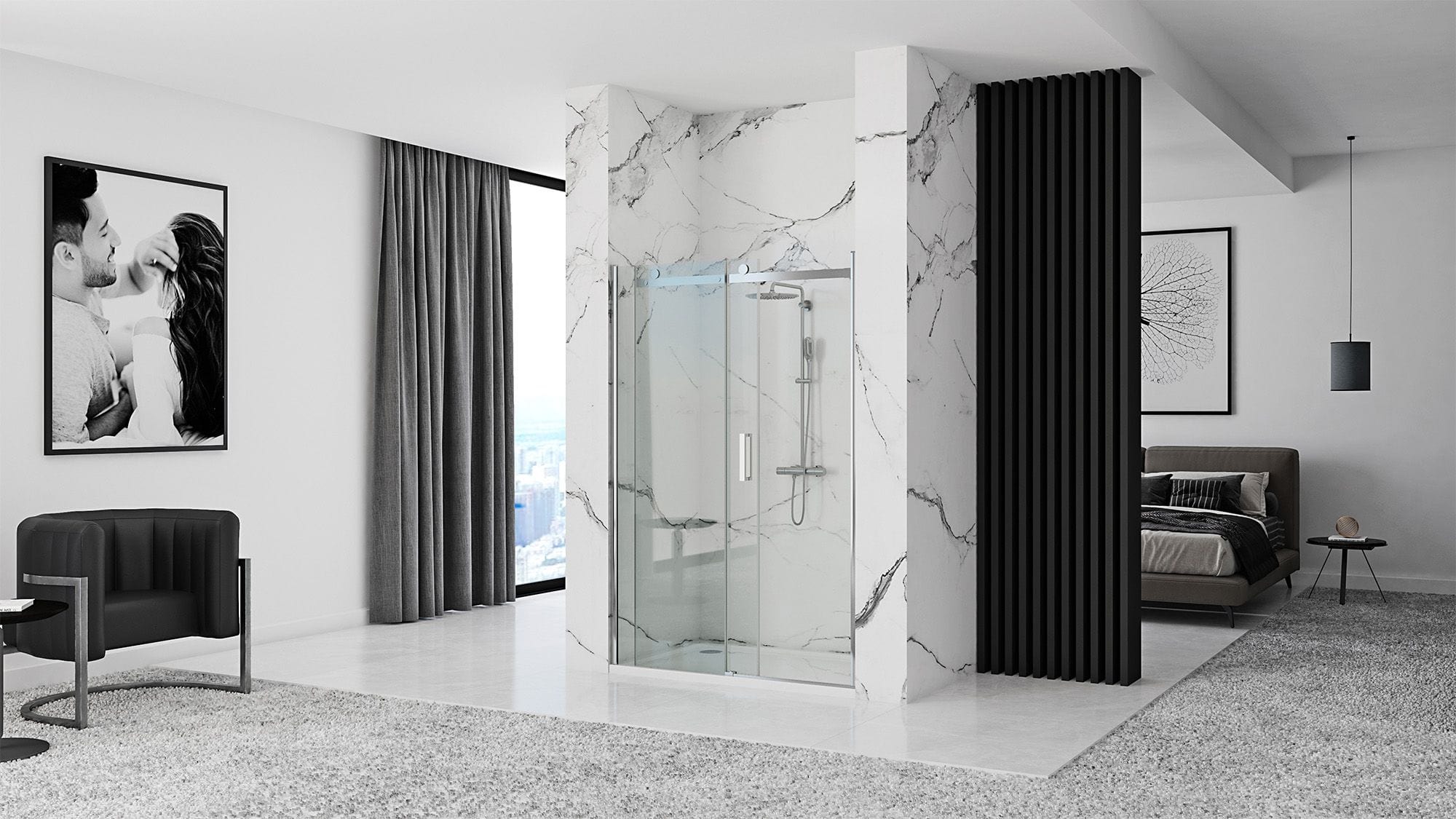 Ușă pentru duș Rea Nixon-2, crom, 130 cm dreapta