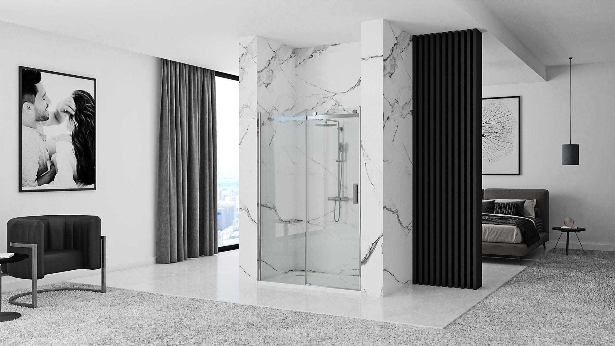 Ușă pentru duș Rea Nixon-2, crom, 130 cm dreapta