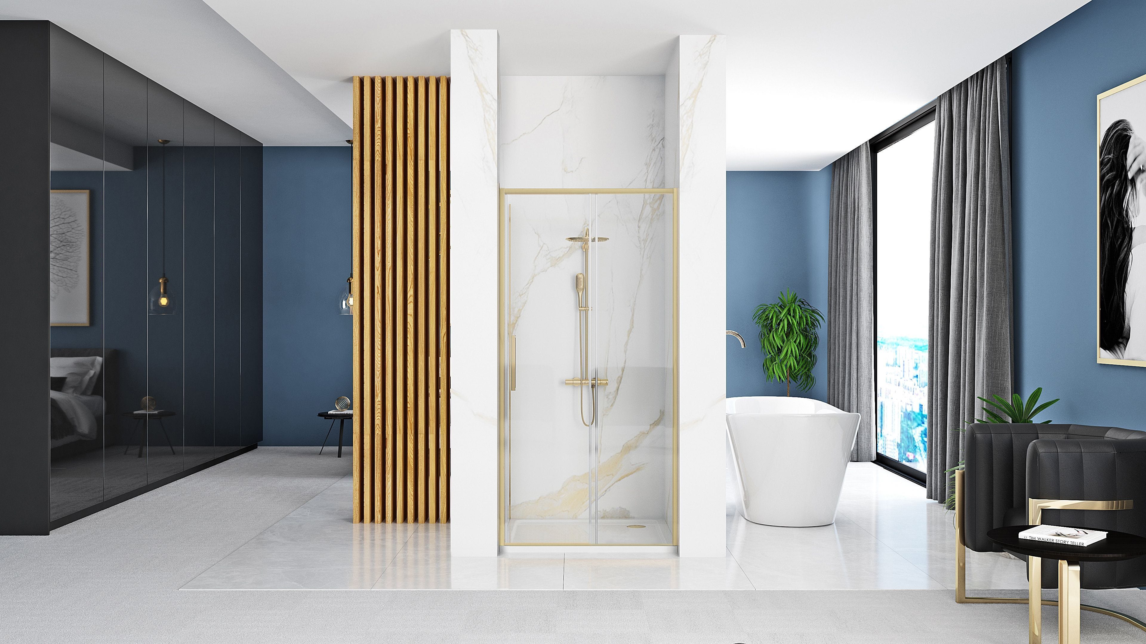 Ușă pentru duș Rea Rapid Slide, auriu periat, 120 cm