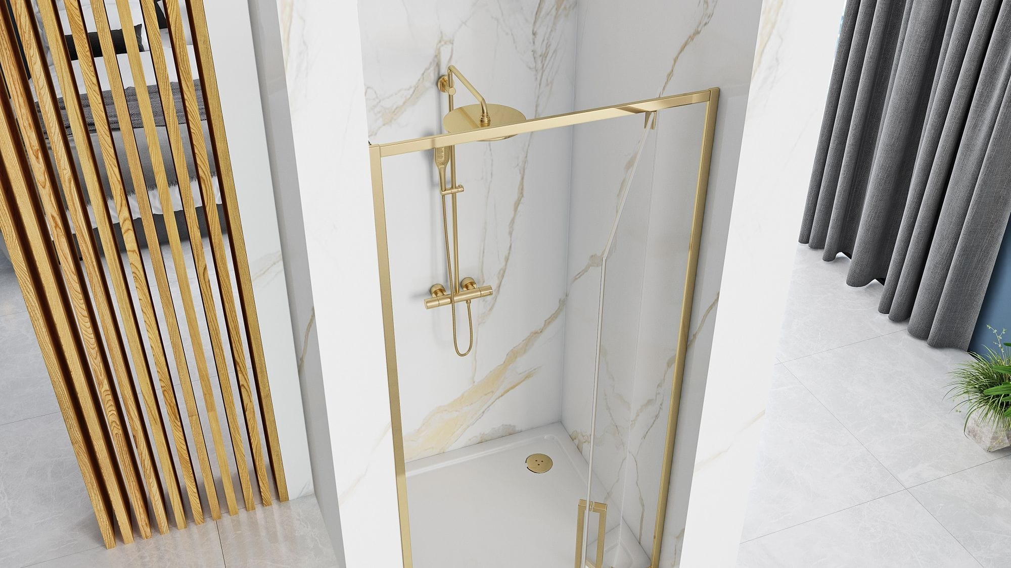 Ușă pentru duș Rea Rapid Swing, auriu, 90 cm