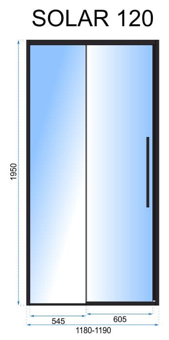 Ușă pentru duș Rea Solar, negru, 120 cm