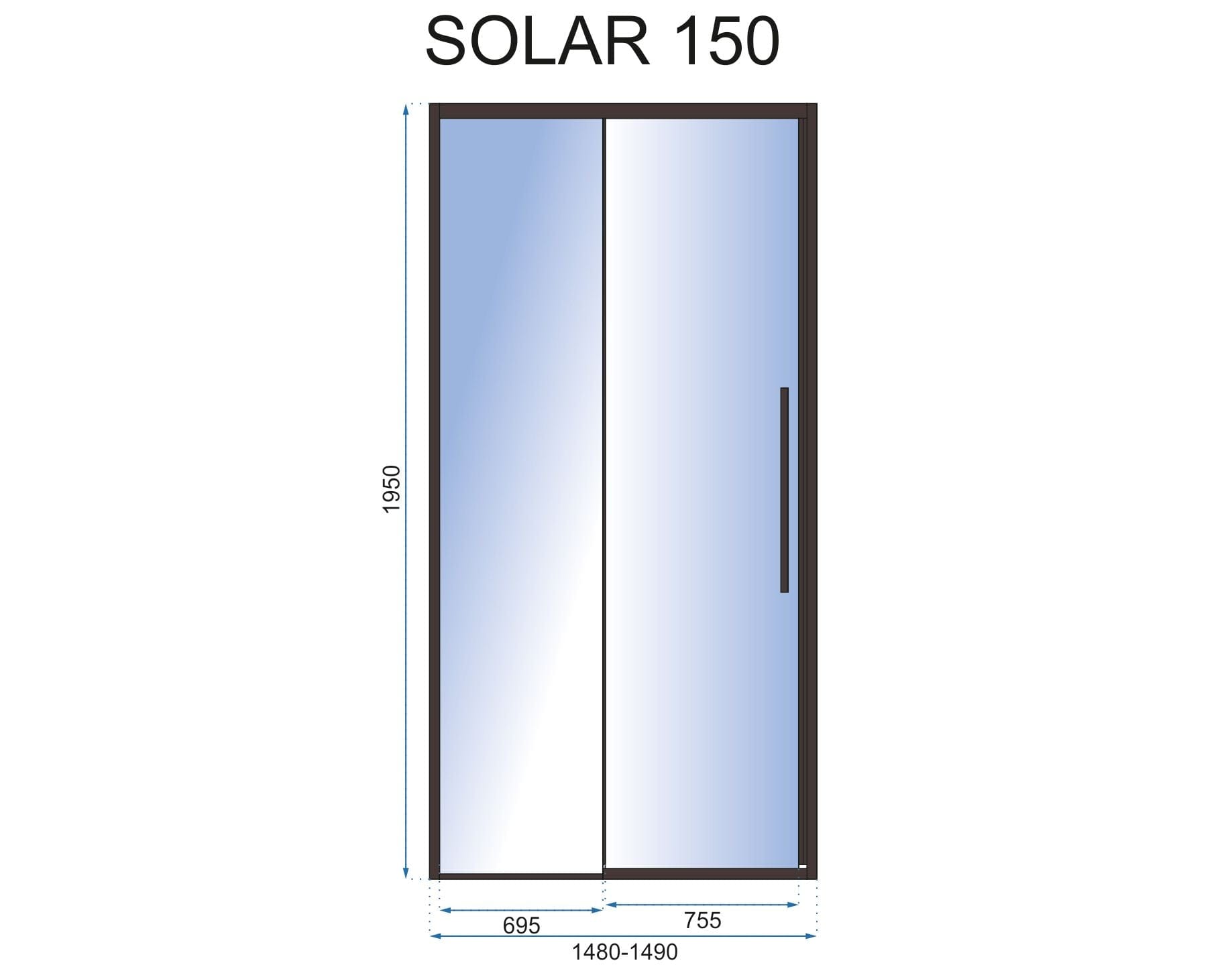 Ușă pentru duș Rea Solar, negru, 150 cm