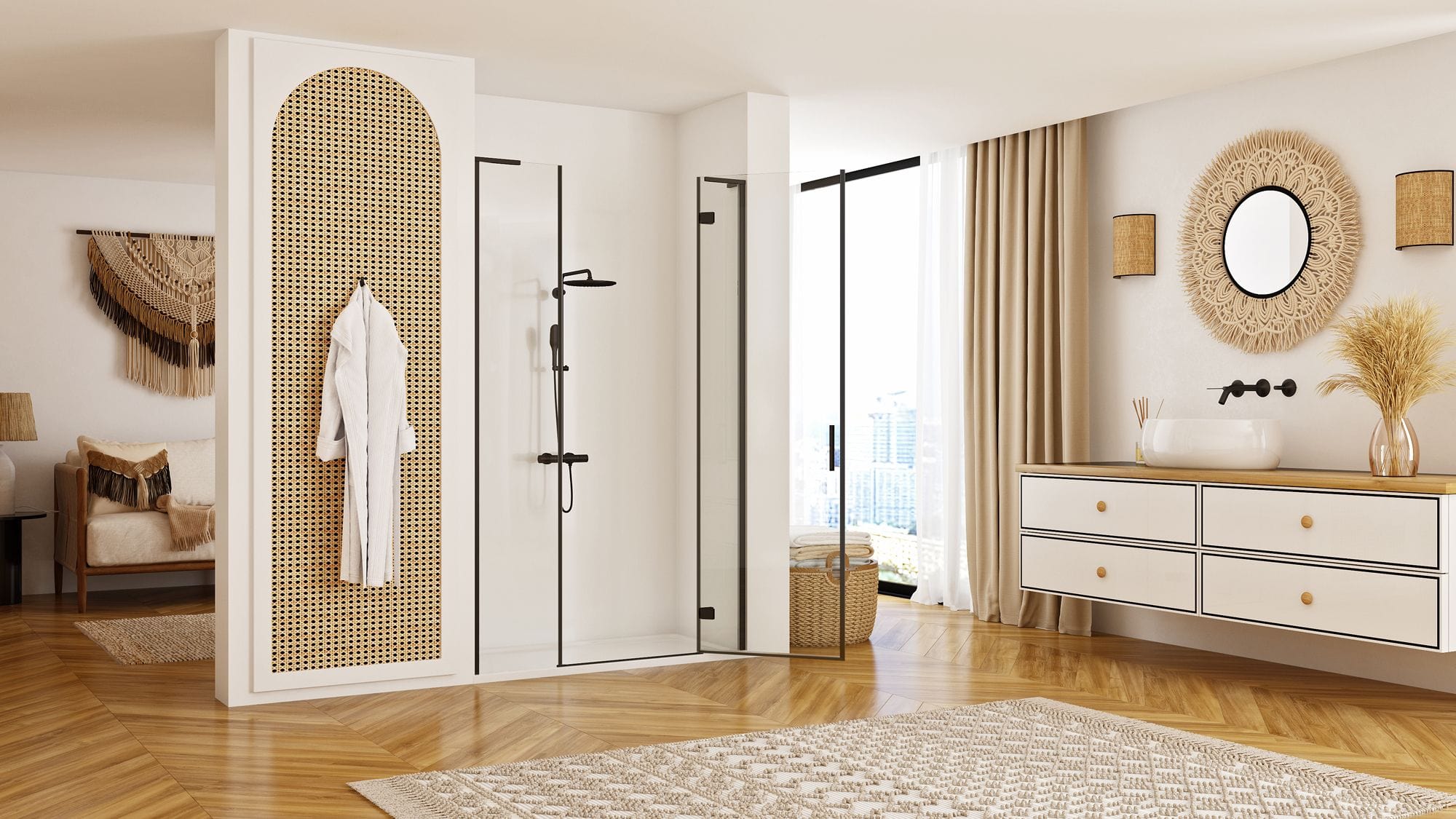 Usa pentru dus Rea Hugo, negru mat, 110 cm