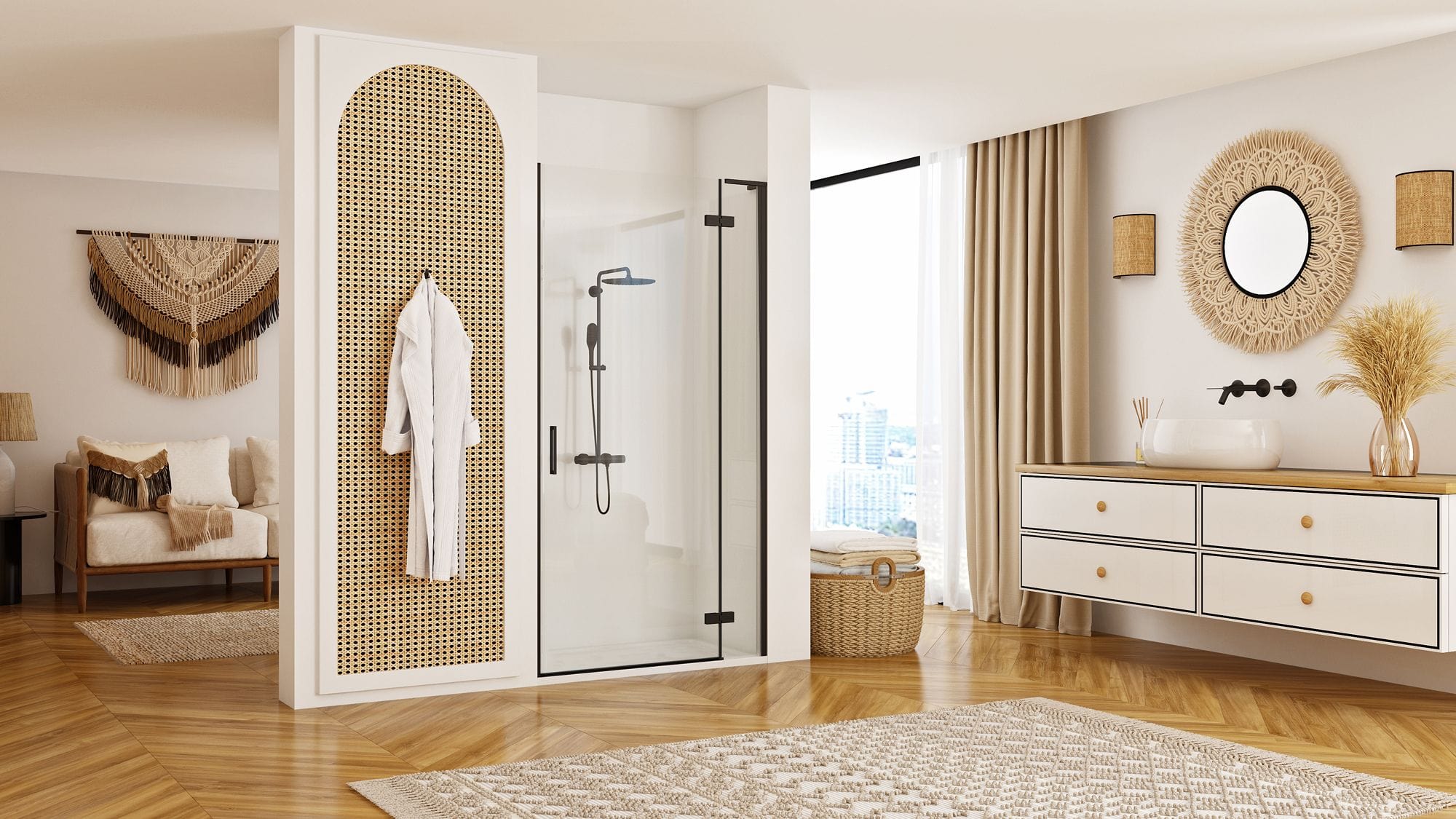 Usa pentru dus Rea Hugo, negru mat, 90 cm