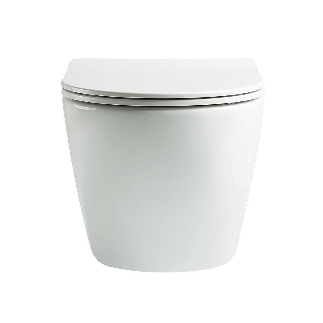 Vas WC Braga, montaj suspendat, din ceramica sanitara, rimless, quick release si soft close, alb lucios, Elysium