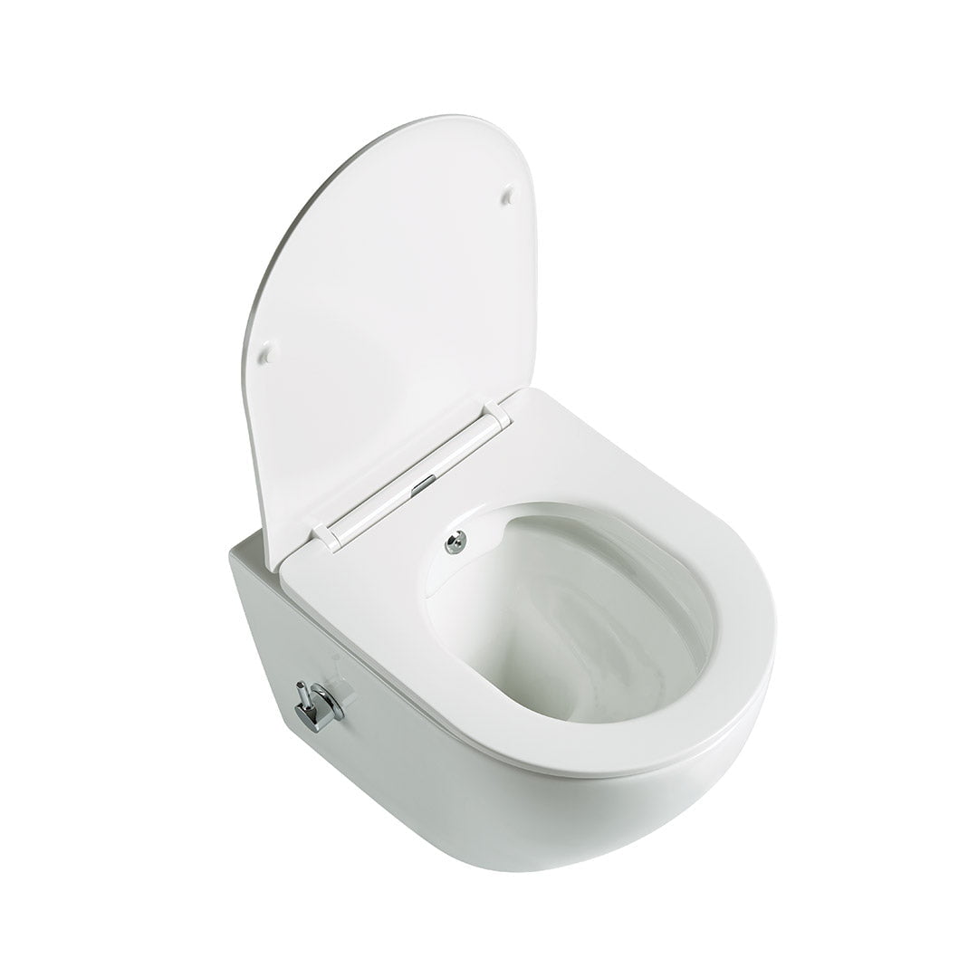 Vas WC Orlea, montaj suspendat, din ceramica sanitara, cu functie de bideu, alb, Elysium