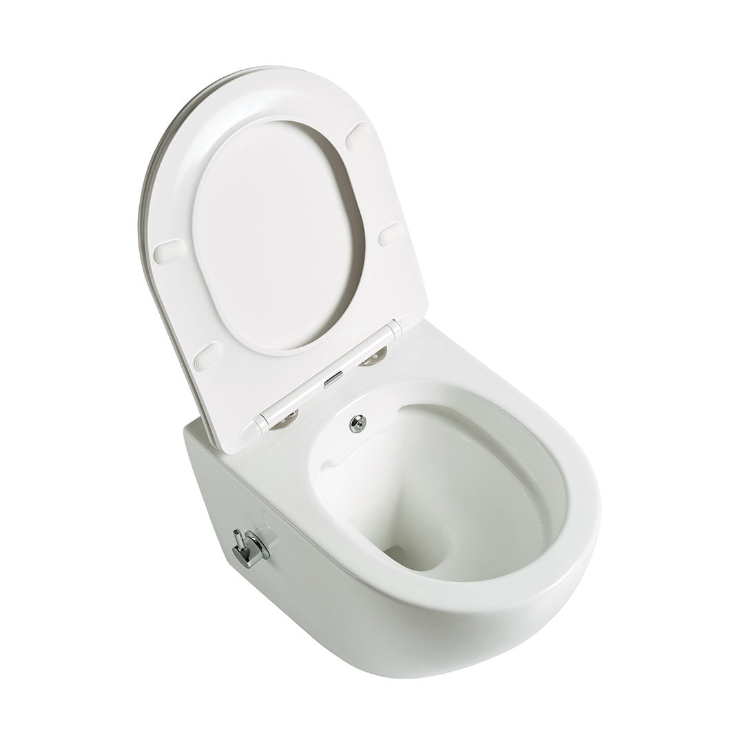 Vas WC Orlea, montaj suspendat, din ceramica sanitara, cu functie de bideu, alb, Elysium