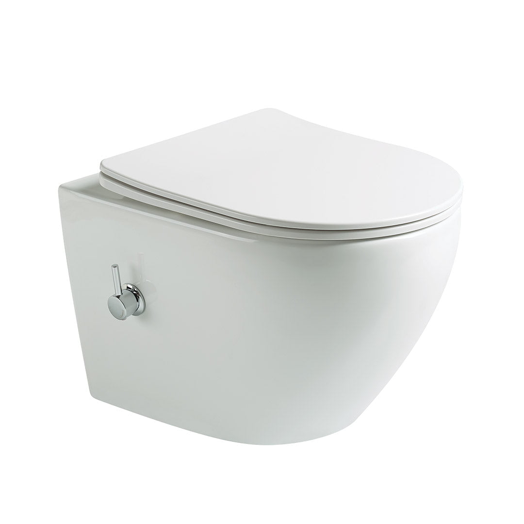 Vas WC Orlea, montaj suspendat, din ceramica sanitara, cu functie de bideu, alb, Elysium