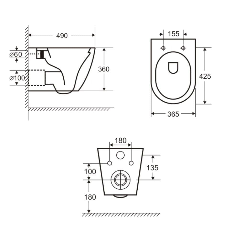Vas wc suspendat, cu functie bideu, semirotund, rimless, apă calda/rece, capac soft close, baterie aurie, Foglia Oslo