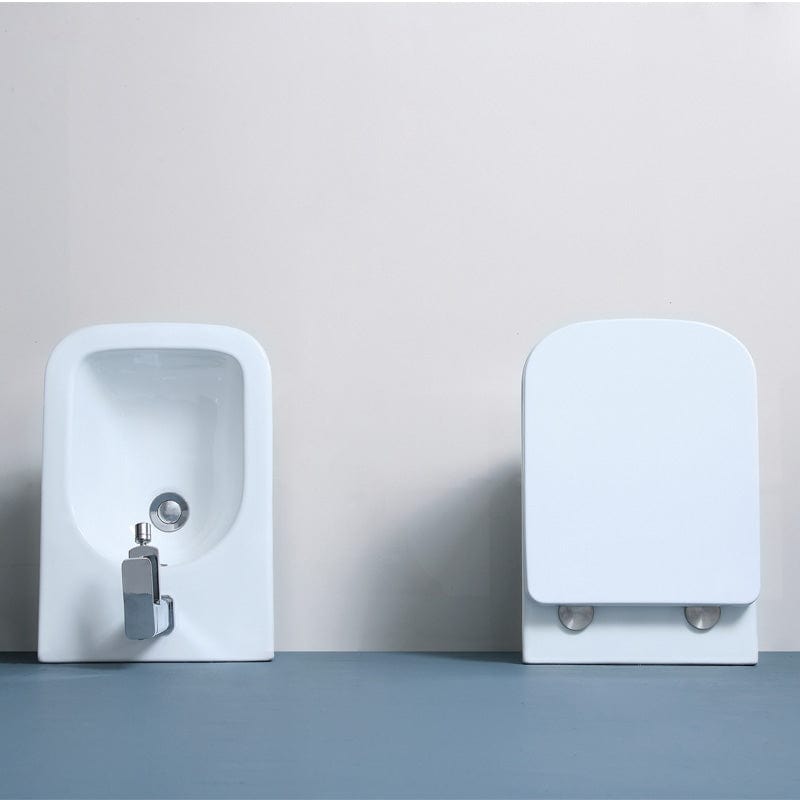 Vas WC suspendat Fluminia, Tornado cu capac WC soft close și spălare Tornado Flush, alb