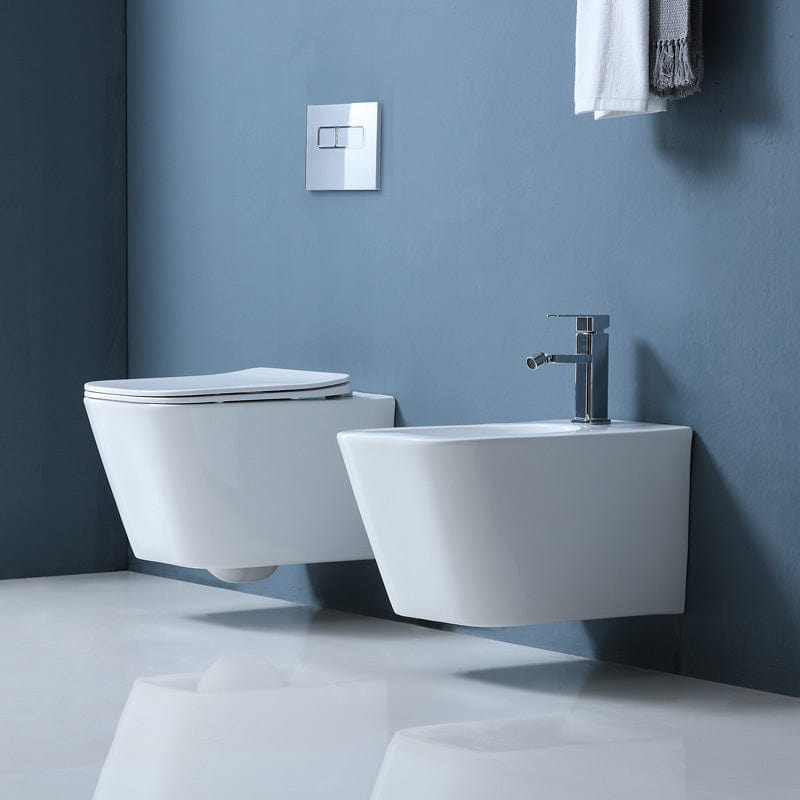 Vas WC suspendat Fluminia, Tornado cu capac WC soft close și spălare Tornado Flush, alb