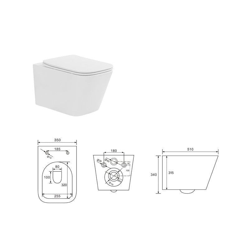 Vas WC suspendat Fluminia, Tornado cu capac WC soft close și spălare Tornado Flush, alb