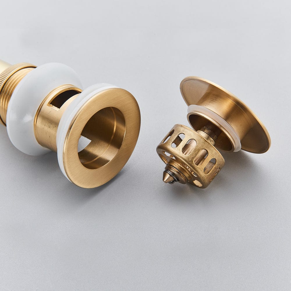 Ventil de scurgere auriu pentru lavoar cu preaplin, din alama solida, cod 1356