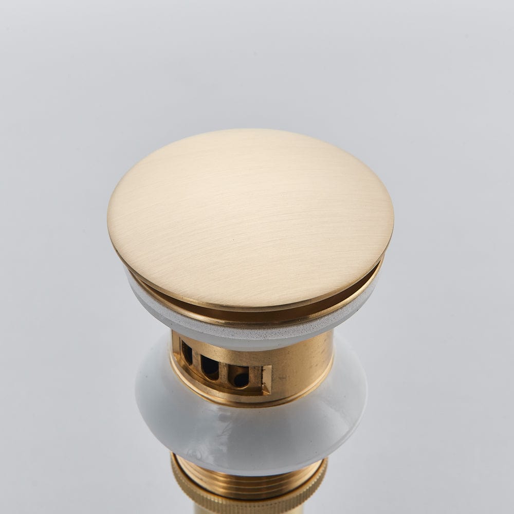 Ventil de scurgere auriu pentru lavoar cu preaplin, din alama solida, cod 1356