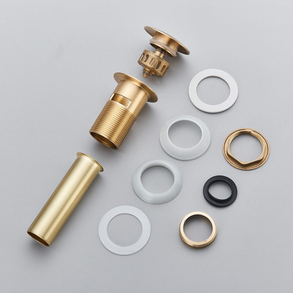 Ventil de scurgere auriu pentru lavoar cu preaplin, din alama solida, cod 1356