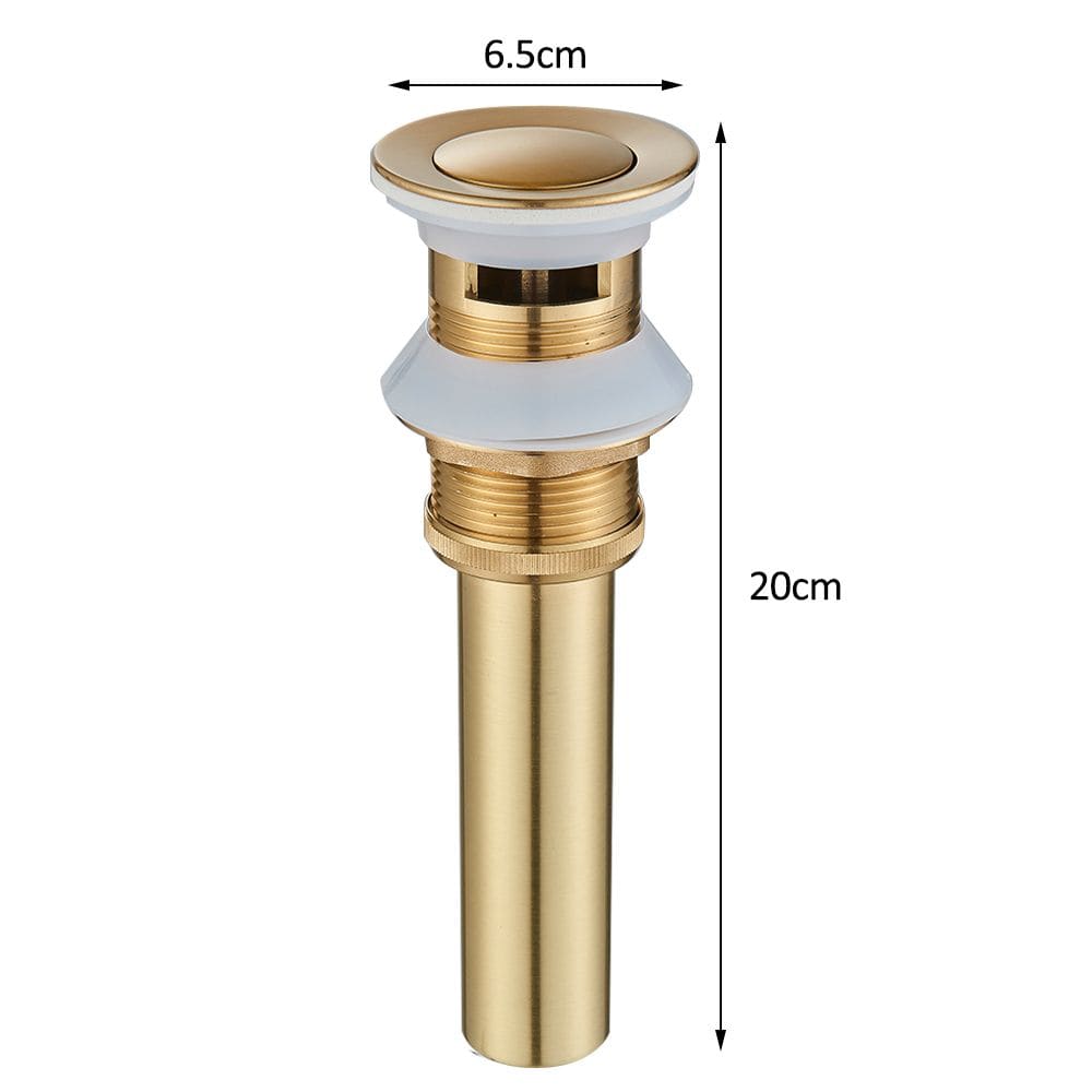 Ventil de scurgere auriu pentru lavoar cu preaplin, din alama solida, cod 1356