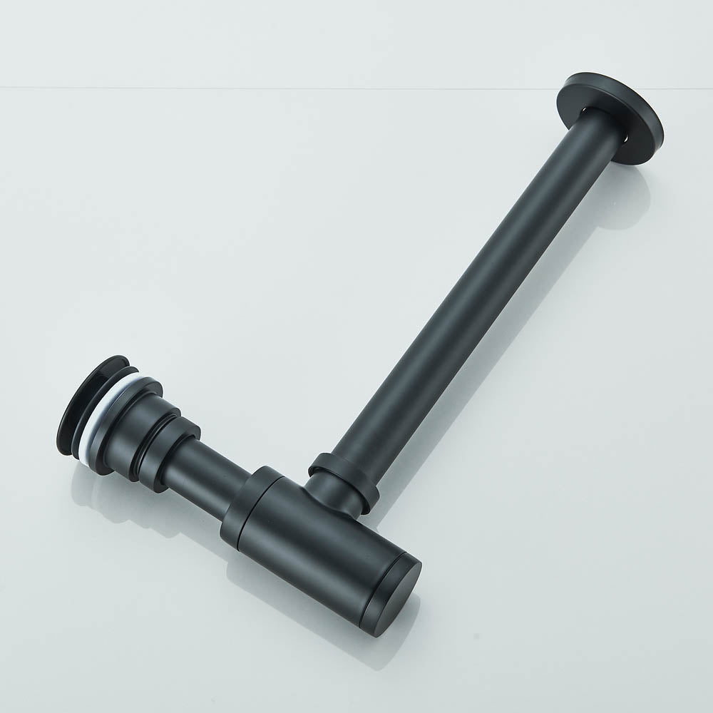 Sifon Decorativ Pentru Lavoar Si Ventil Universal Cu Click-clack, Negru Mat