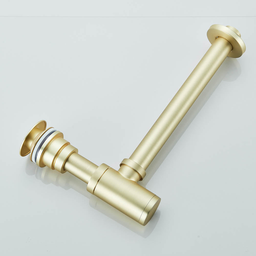 Sifon Decorativ Pentru Lavoar Si Ventil Universal Cu Click-clack, Auriu Periat