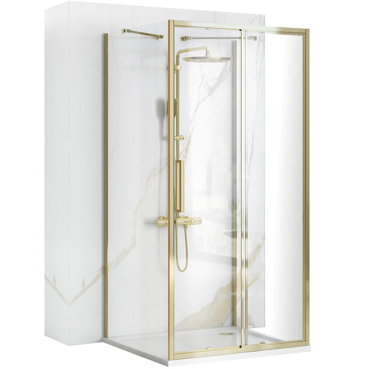 Cabină de duș Rea Rapid Slide, auriu - 120x100 cm