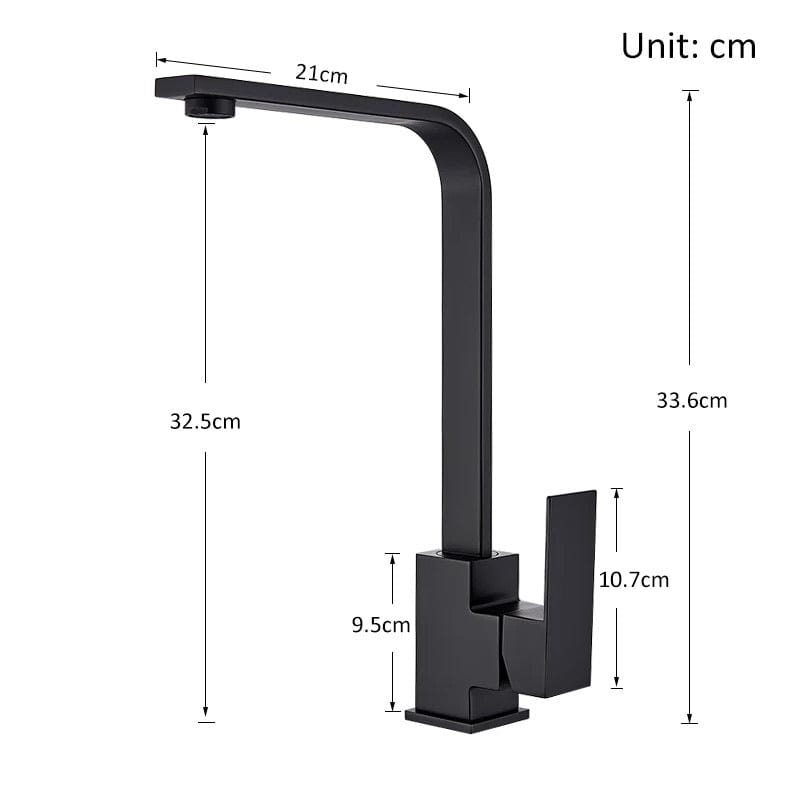 Baterie bucatarie cu cadru patrat si monocomanda, negru mat, cod 1301