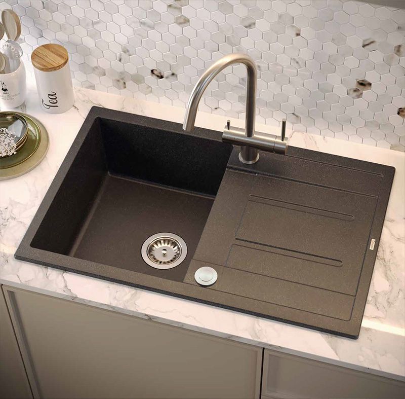 Baterie bucatarie Rea Caren, cu 3 cai pentru filtru de purificare, argintiu periat