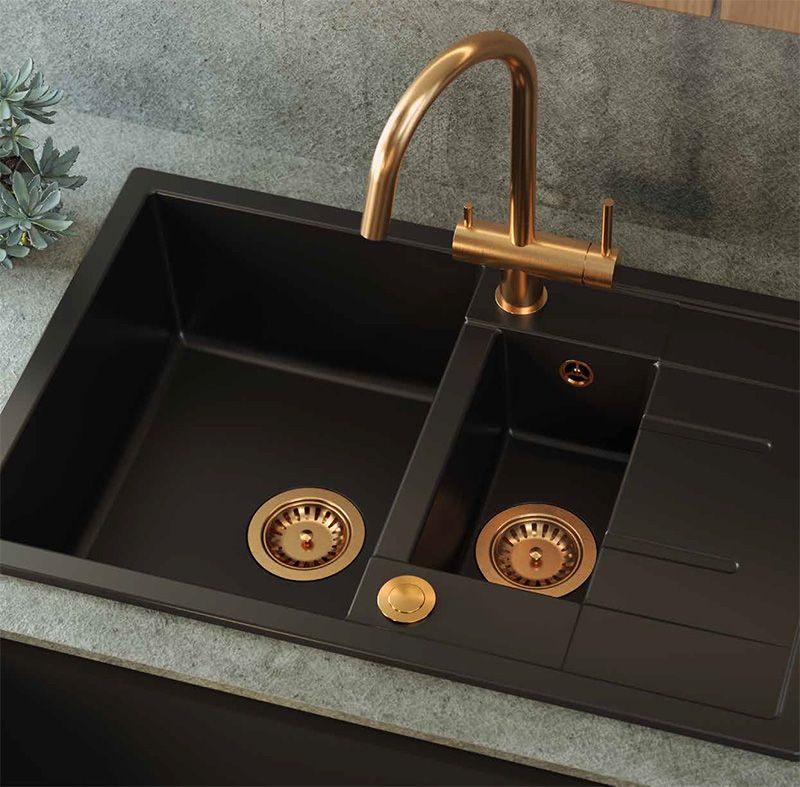 Baterie bucatarie Rea Caren, cu 3 cai pentru filtru de purificare, cupru periat
