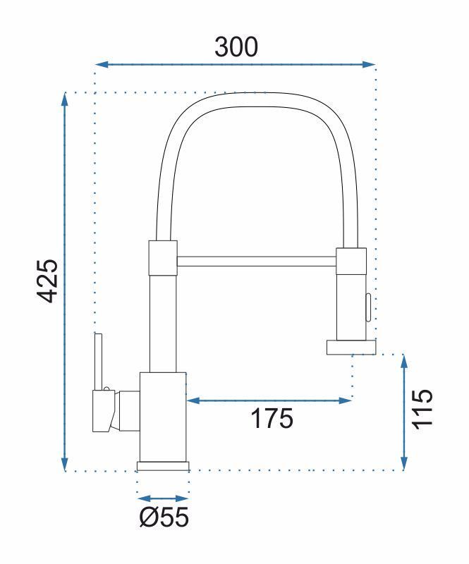 Baterie bucatarie Rea Colin, cu dus flexibil, 2 functii de curgere, cupru periat
