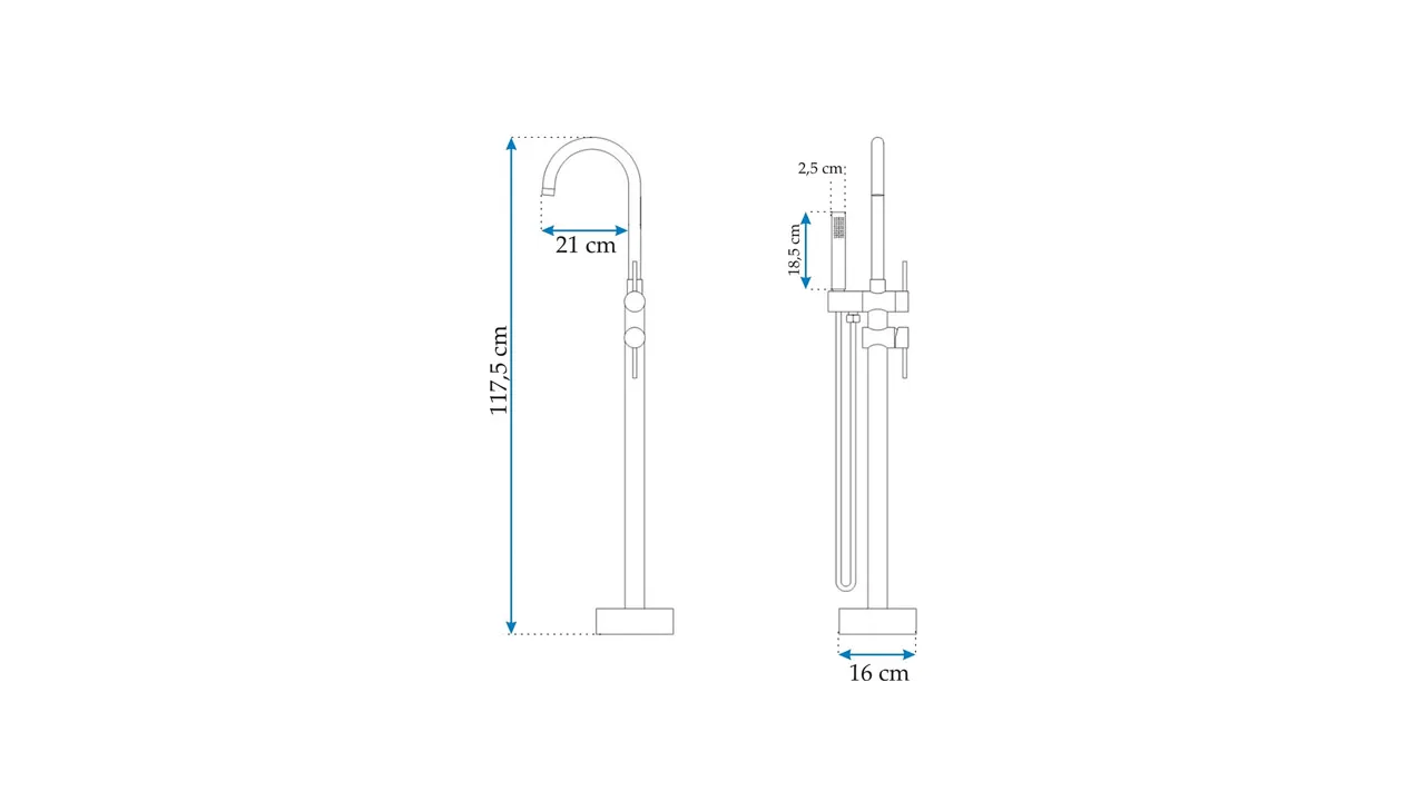 Baterie de cada freestanding Rea Lungo Ortis, auriu lucios