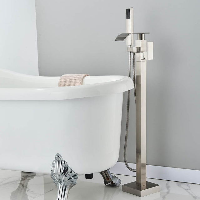 Baterie de podea cu cadru patrat si efect de cascada, cu 2 functii de curgere, argintiu, cod 1246