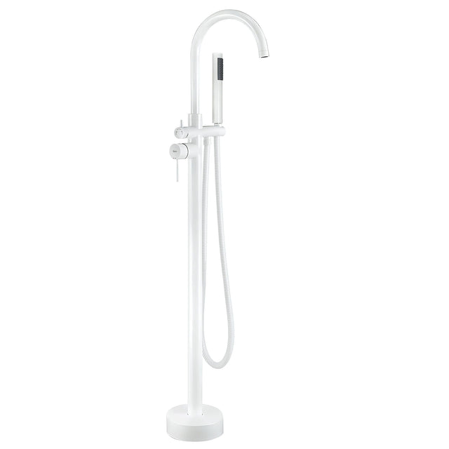 Baterie freestanding Rea Lungo cu cadru rotund, alb mat
