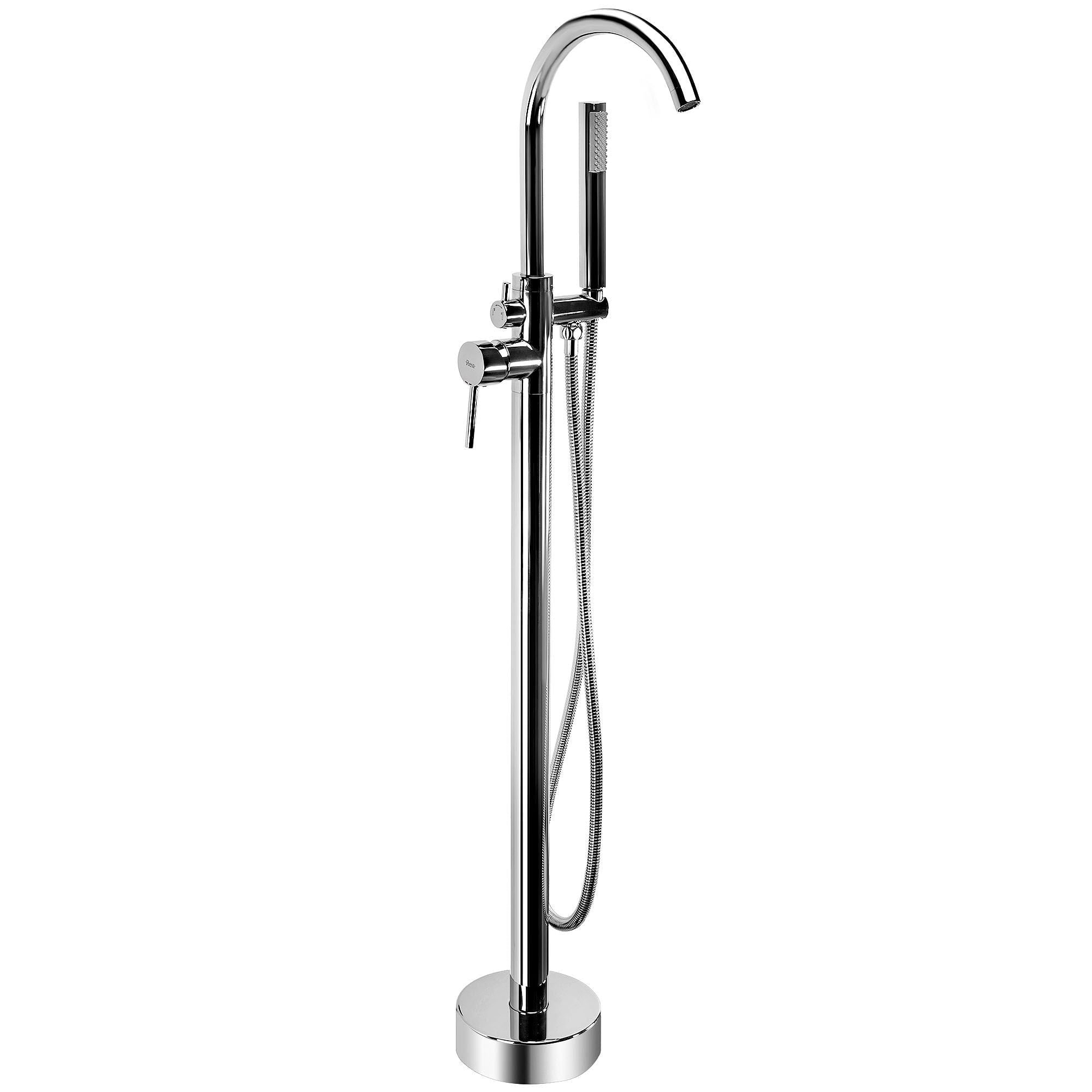 Baterie freestanding Rea Lungo cu cadru rotund, argintiu lucios