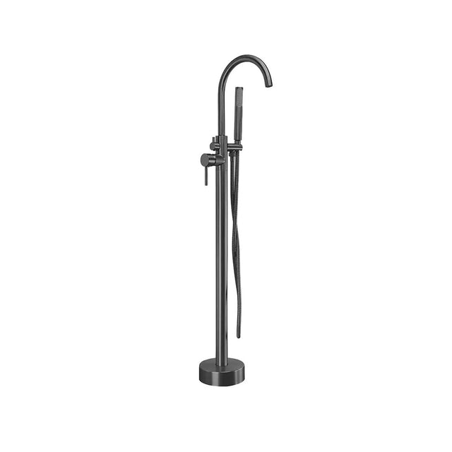 Baterie freestanding Rea Lungo, din alama sanitara si otel inoxidabil, 110 cm, gri titan