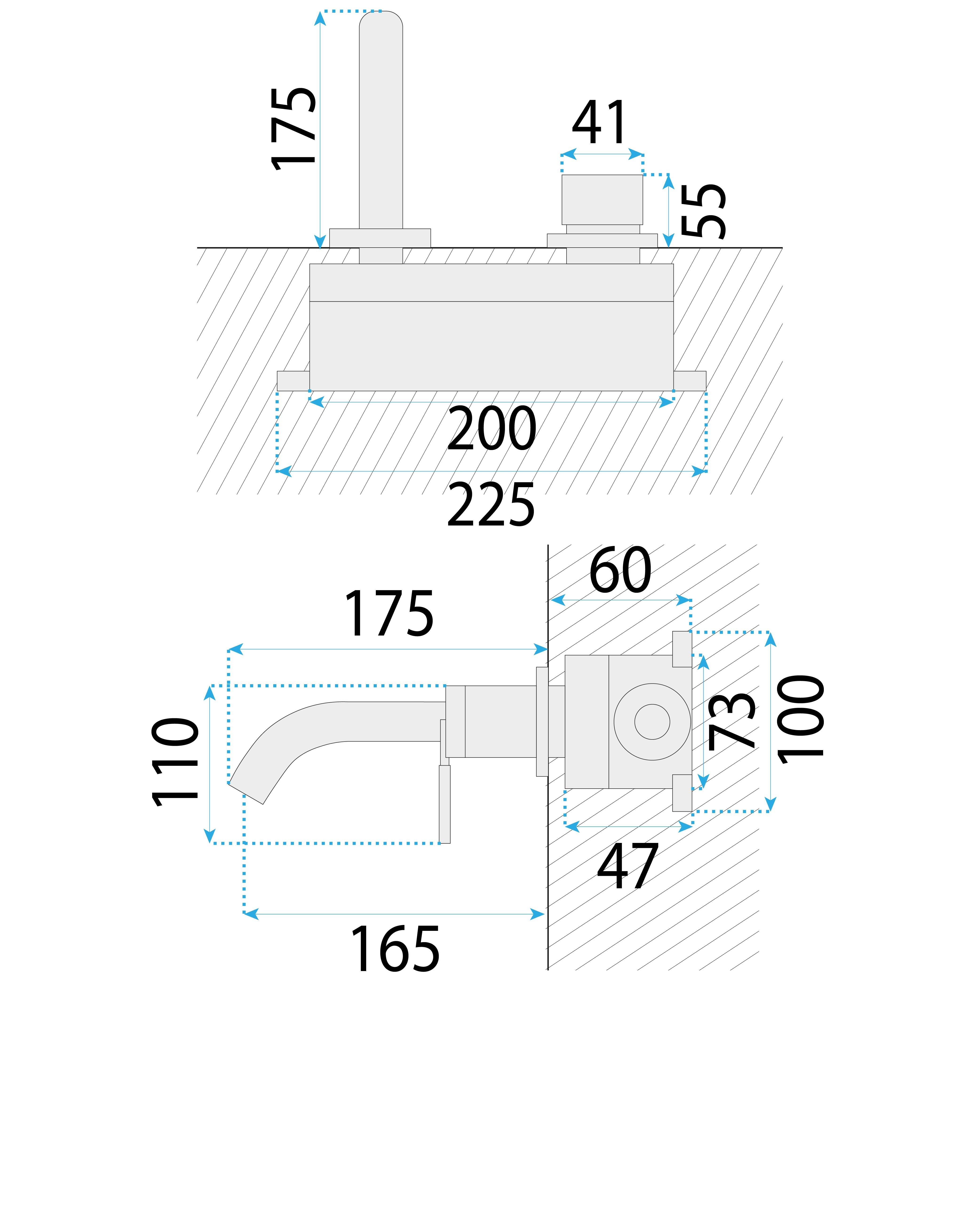 Baterie lavoar incastrata Rea Argon, auriu lucios + box