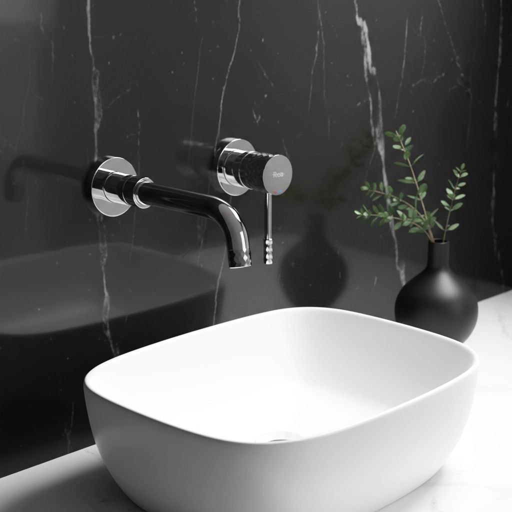 Baterie lavoar incastrata Rea Lungo Diamond + box, argintiu lucios