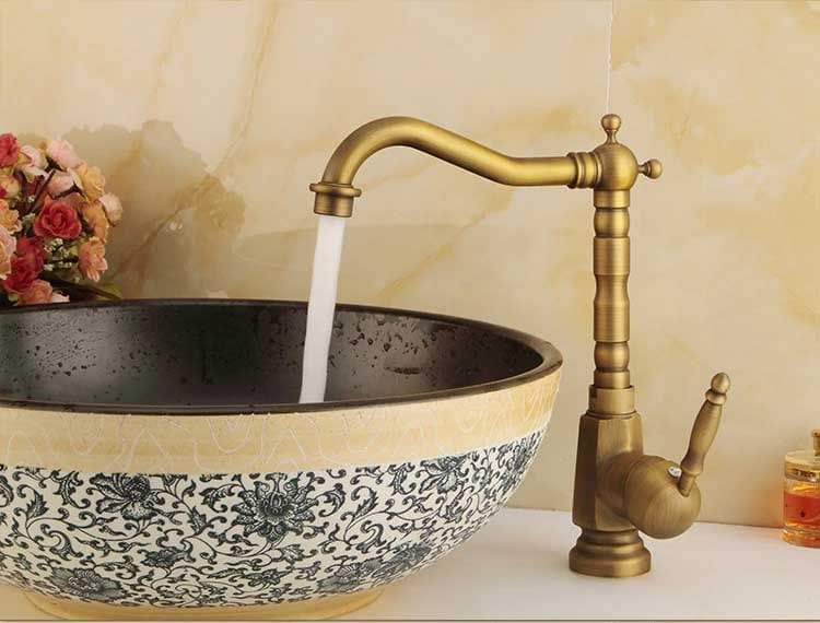 Baterie lavoar Rea Bona Old High, auriu mat