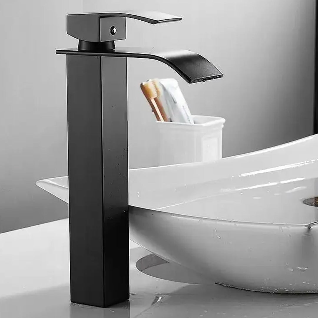 Baterie lavoar Rea Calani Lotus, negru mat, inalta