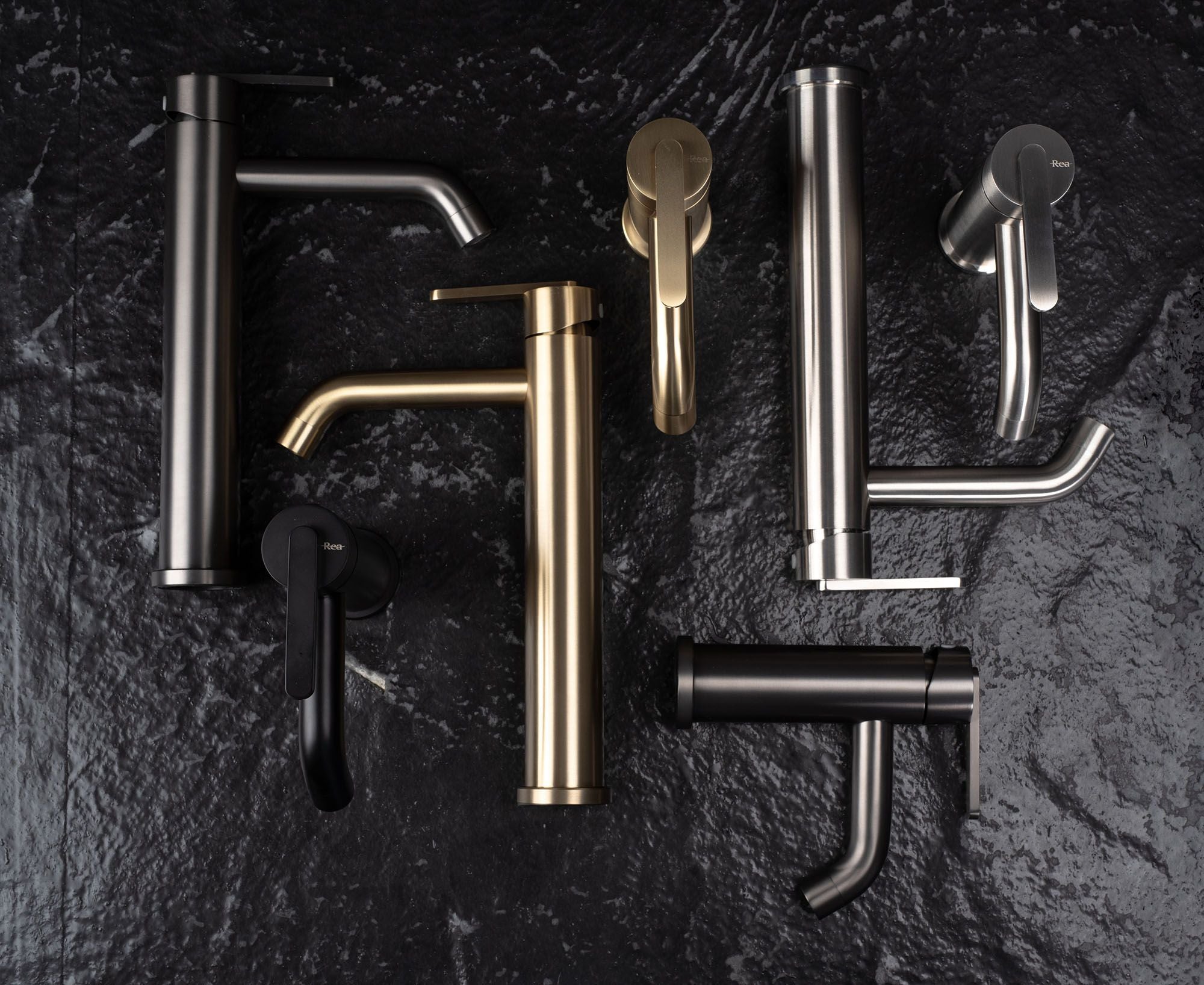 Baterie lavoar Rea Ontario, negru mat, inalta