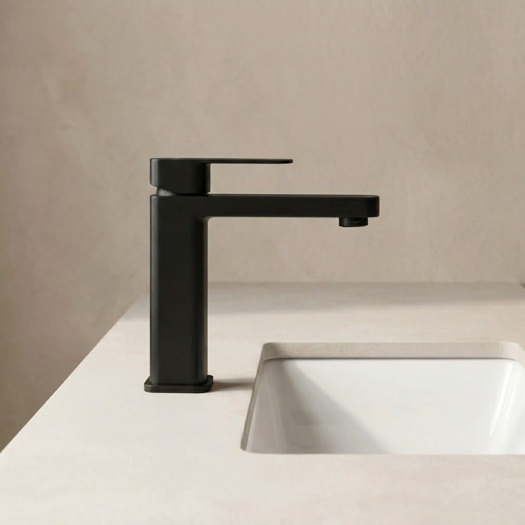 Baterie pentru lavoar, negru mat, Rea